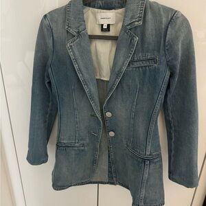Long line denim blazer